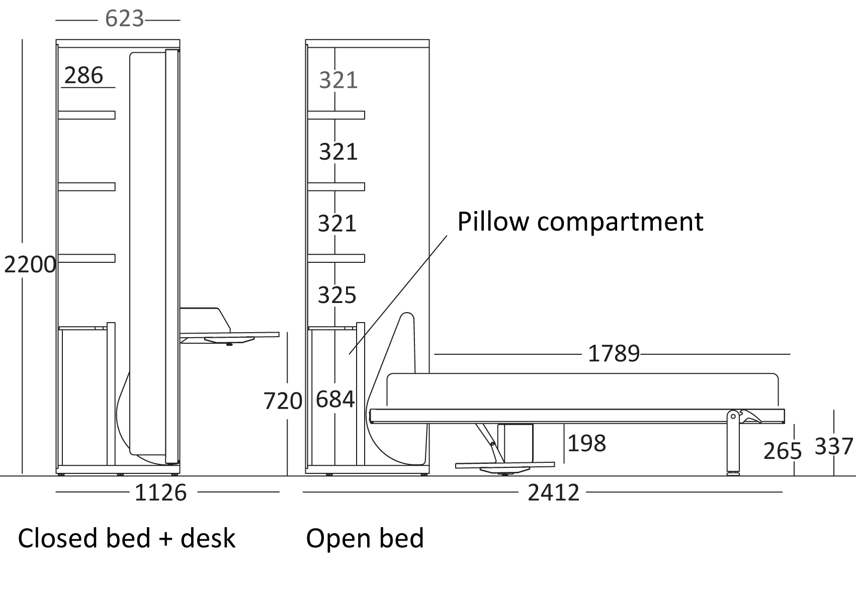 Opklapbed Penelope BedHabits  desk 3
